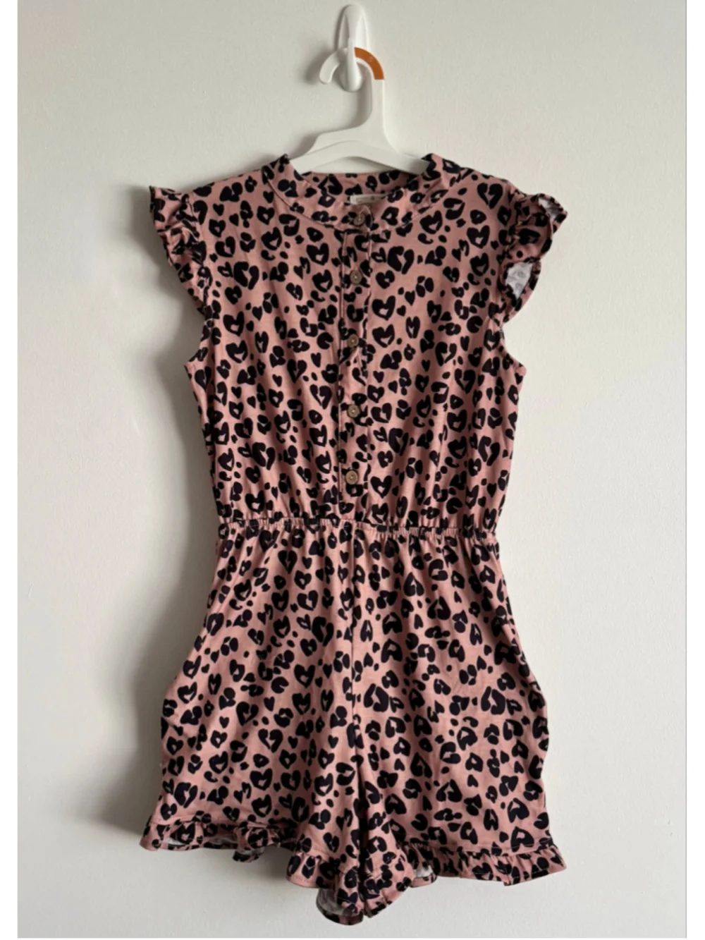 Girls BesserBay Leopard Print Romper Size 10 Pink and Black